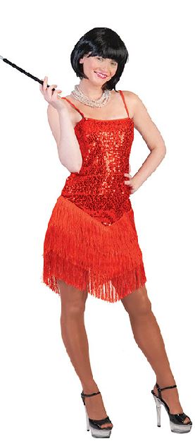Charleston dame rood - Willaert, verkleedkledij, carnavalkledij, carnavaloutfit, feestkledij, Maffia en charleston, charlestondame, jaren 20-30, the great gatsby, eerste wereldoorlog,